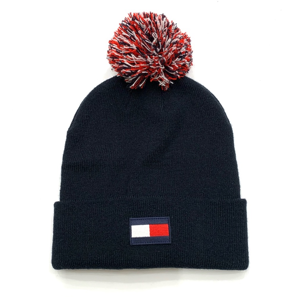 Tommy Hilfiger Pom Pom Patch Logo Oversized Beanie